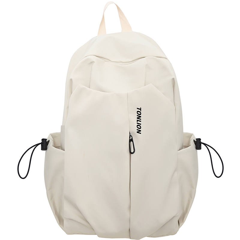 Tonlion Nylon Fabric Backpack Unisex White/Black