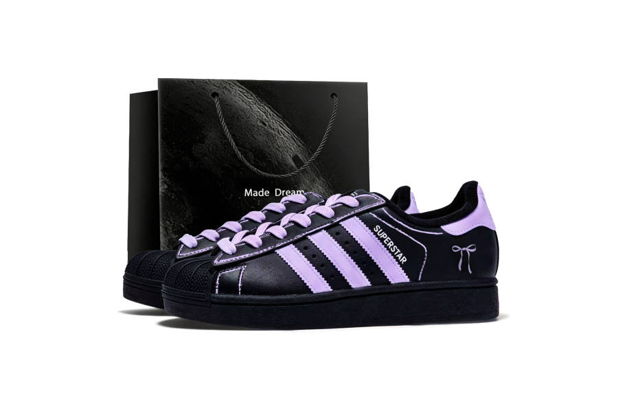 Adidas Originals Superstar 2 Leather Low top Skateboard Shoes Women's Black Purple