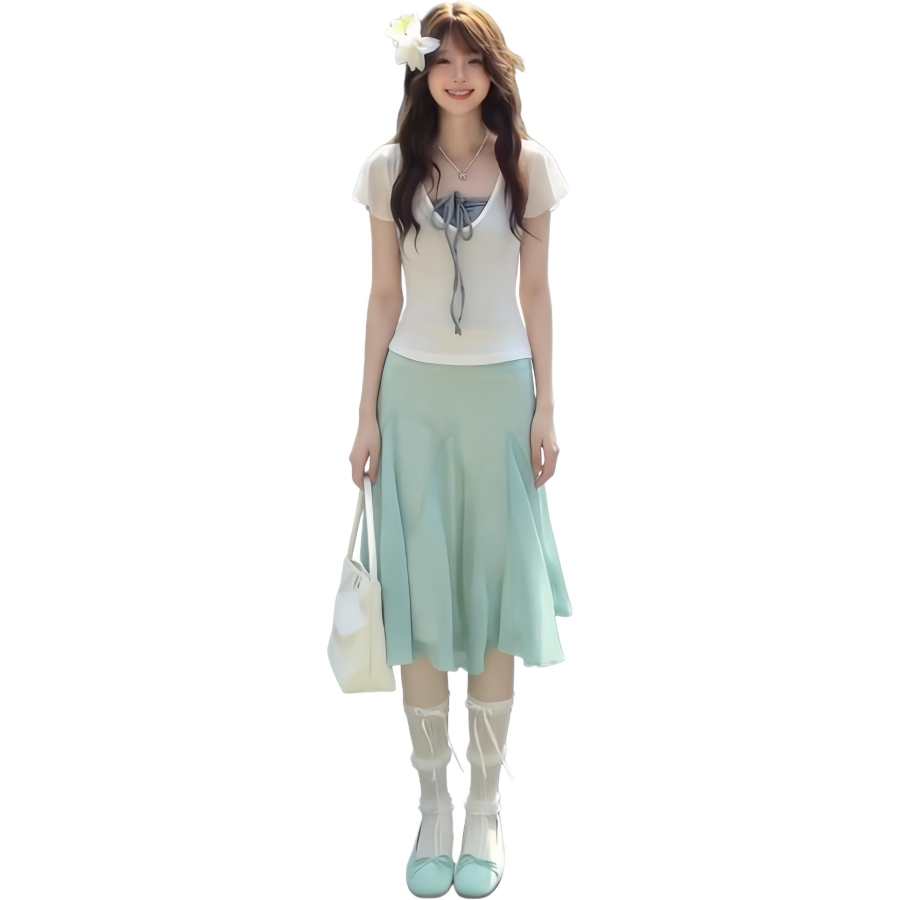 JBBCN Two Piece Skirt Sets Women's Crew Neck Moderate Mid Length
