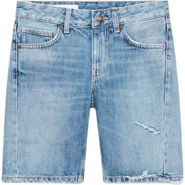 ZARA Trf Denim Shorts Women's Blue Moderate Straight Fit Pants