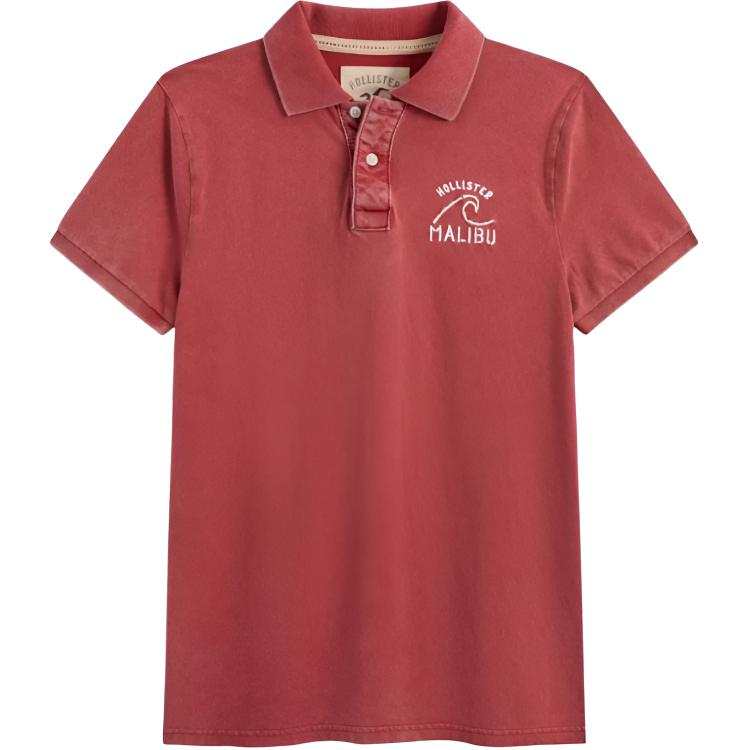 Hollister/ Polo Shirts Men's Red Polo Collar Moderate Straight Fit