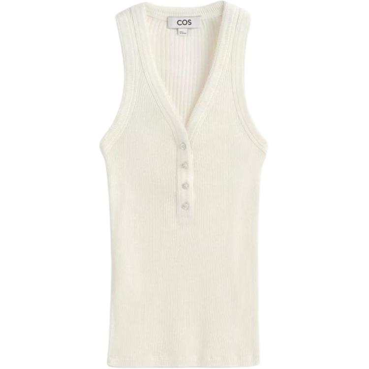 COS Tank Tops Women's Ecru V Neck Moderate Other