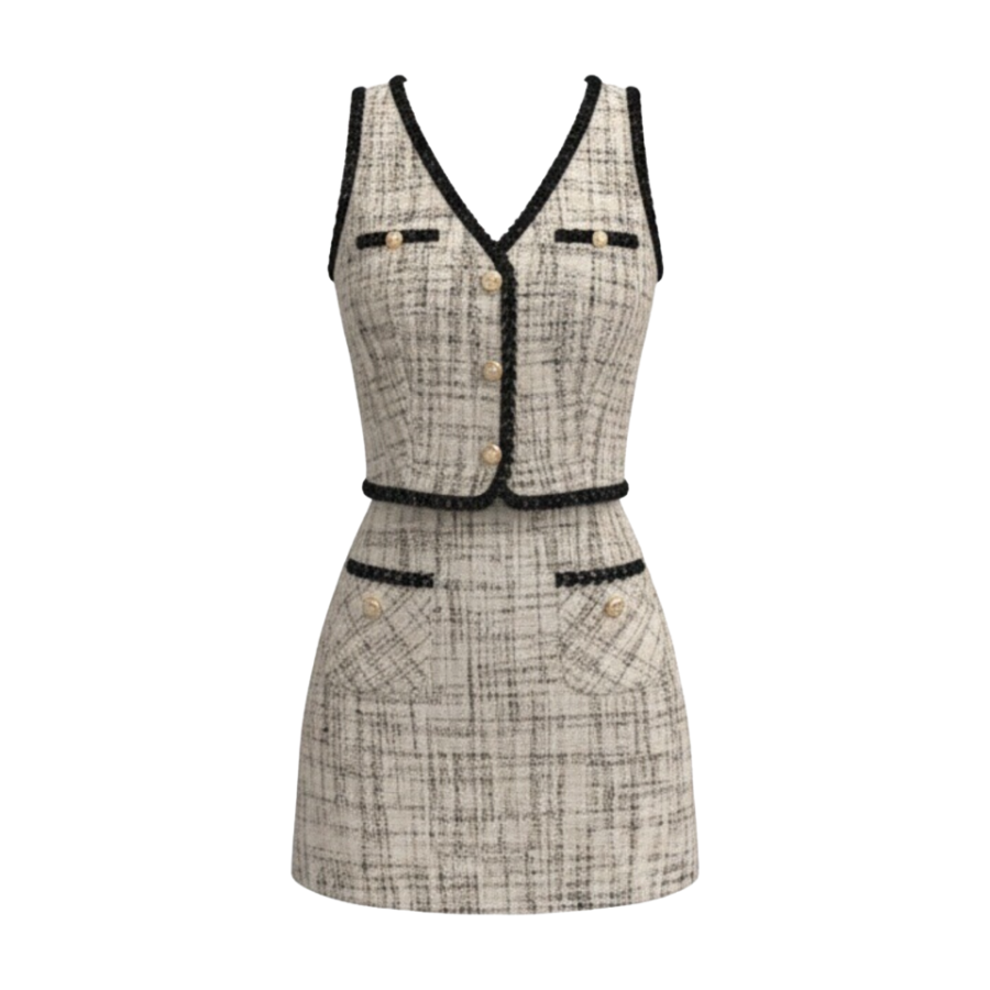 MTHE Two Piece Skirt Sets Women's V Neck Moderate Short