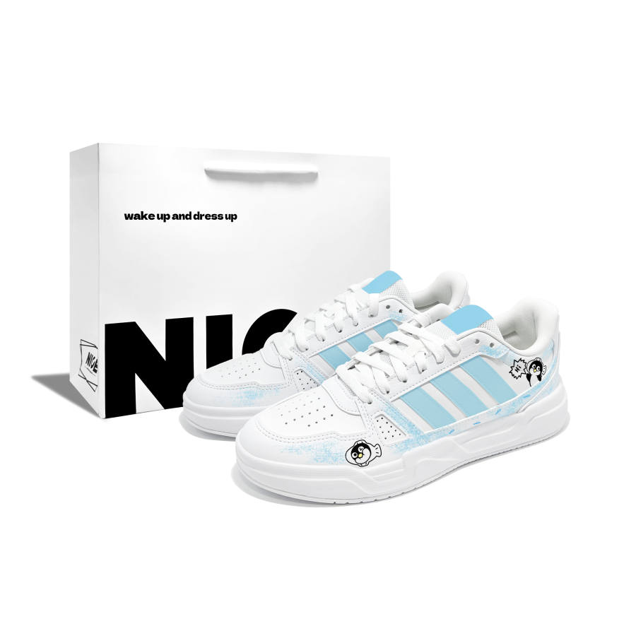 Adidas Adidas LITE BALLER Little Penguin R Pu Low top Skateboard Shoes Unisex White Blue