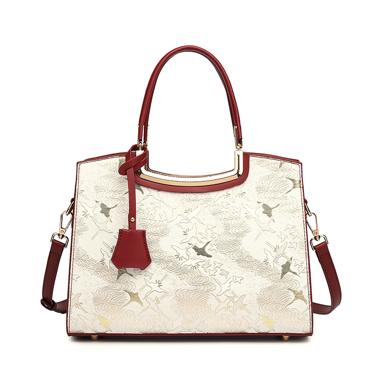 PAYOT Synthetic Leather Handbag Regular Women's Burgundy & White