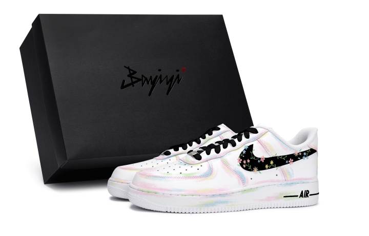 Nike Nike Air Force 1 LE 811 Manufacturing, Human Flowers, Special Shoe Box Slip Resistant Low top Kids' Skateboarding Shoes