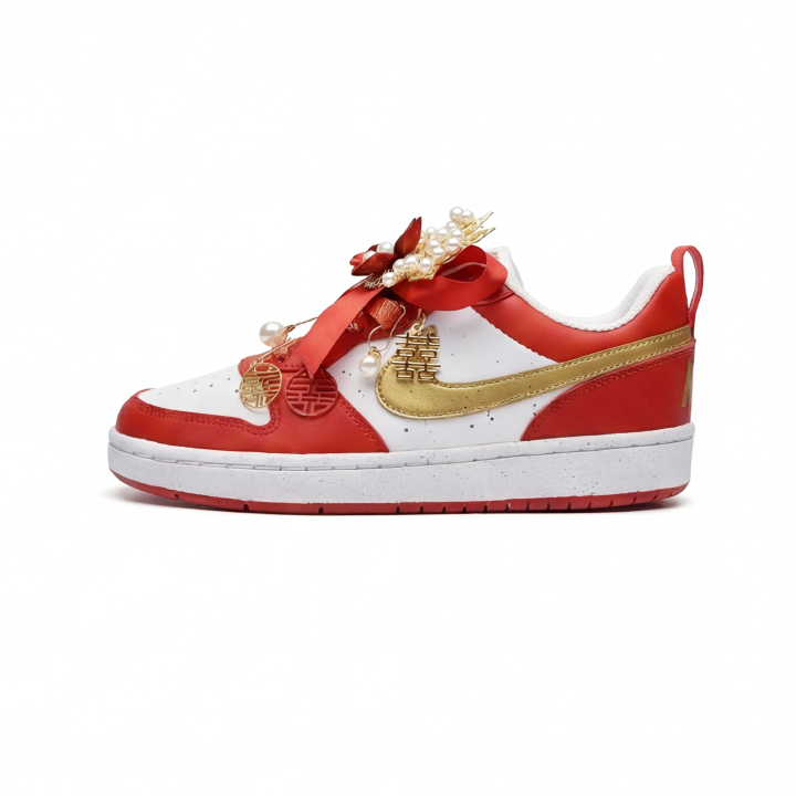 Nike Nike Court Borough Cushioning Height Increasing Slip Resistant Low top Skateboard Shoes Unisex Red