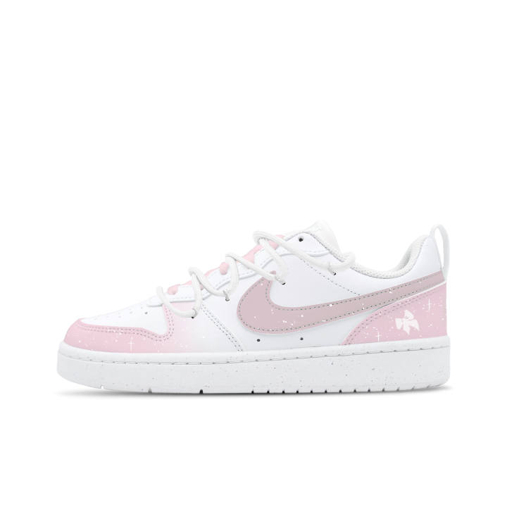 Nike Nike Court Borough 2 Pink Cherry Butterfly, Han Yang Dimension, Campus Style, Good Looking, Girlish Outfit Leather