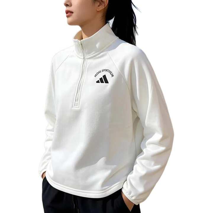 Adidas Adidas Sweatshirts Women's White Stand Collar Thickened