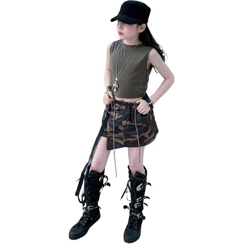 PLANDOO Kids Two Piece Skirt Sets Crew Neck Moderate Extra Short