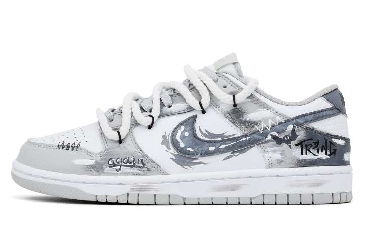 Nike Nike Dunk Super Player Cushioning Lightweight Slip Resistant Low top Skateboard Shoes Unisex White Gray