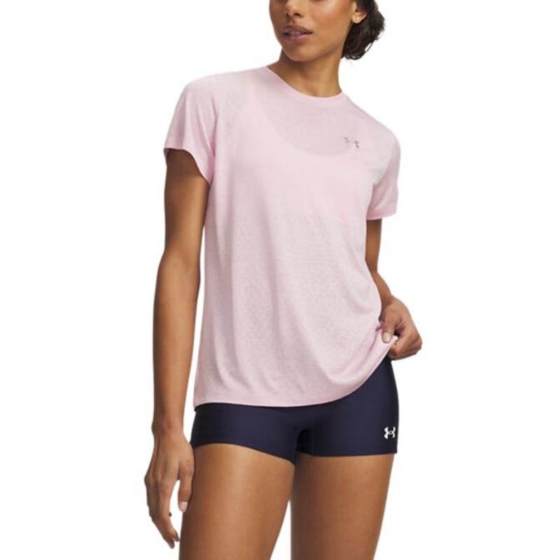 Under Armour T Shirts Women's Pink Crew Neck Moderate