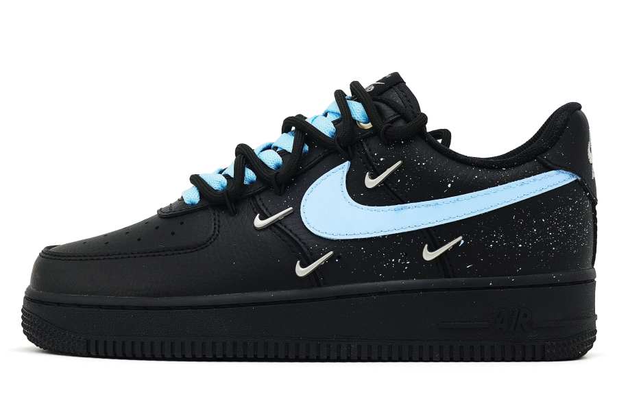 Nike Nike Air Force 1 Dream Weaving Galaxy Slip Resistant Cushioning Lightweight Low top Skateboard Shoes Women's Black Blue