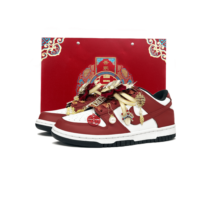 Nike Nike Dunk Eternal Love Weaving Height Increasing Slip Resistant Low top Skateboard Shoes Unisex Bordeaux Red