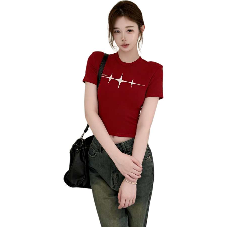 JBBCN T Shirts Women's Crew Neck Thin Straight Fit
