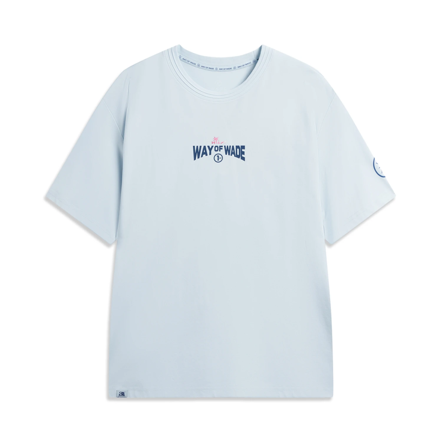 Li-Ning Li Ning T Shirts Men's Folk Blue Crew Neck Moderate