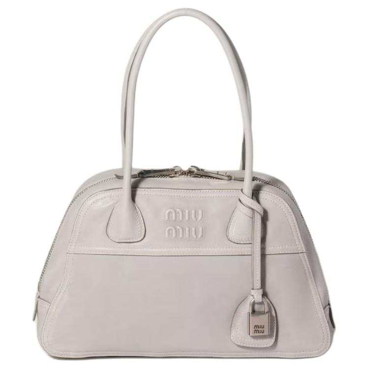 MIU MIU Nappa Leather One Shoulder Handbag Women's Granite Gray