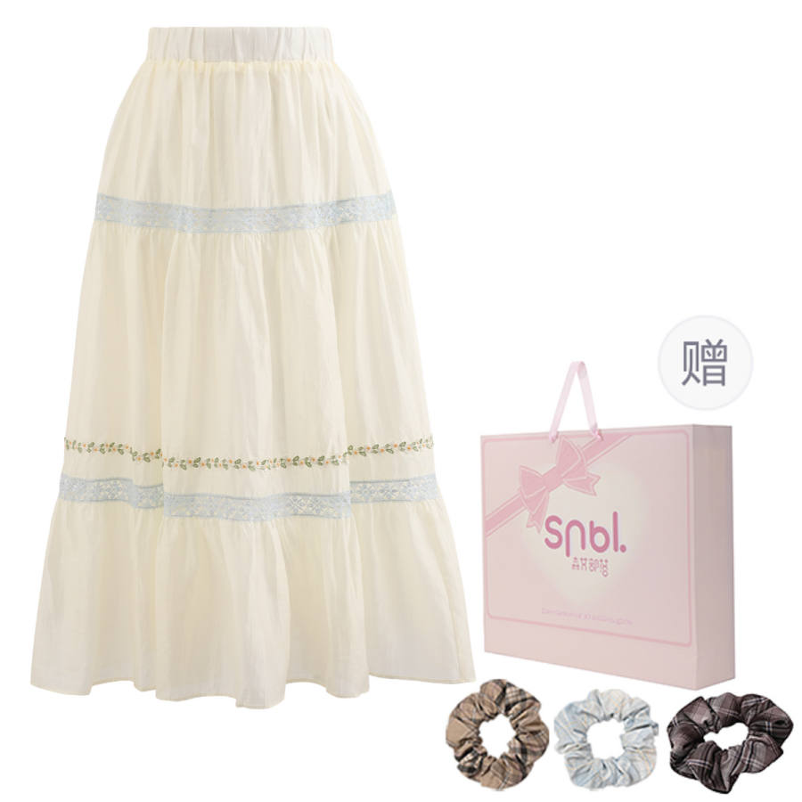 SNBL Casual Long Skirts Women's Beige Moderate Mid Length