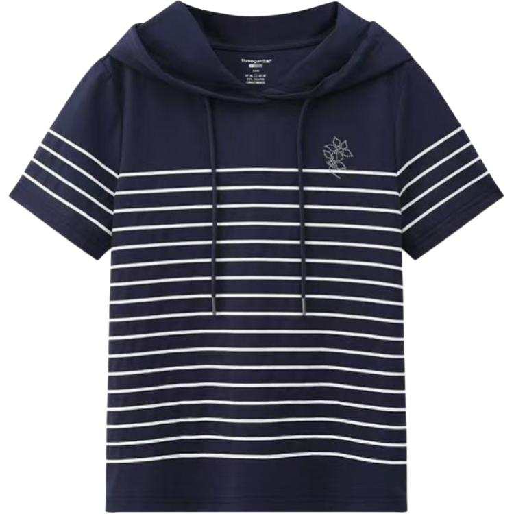 THREEGUN Sleep Robe Hooded Short Sleeved Women's