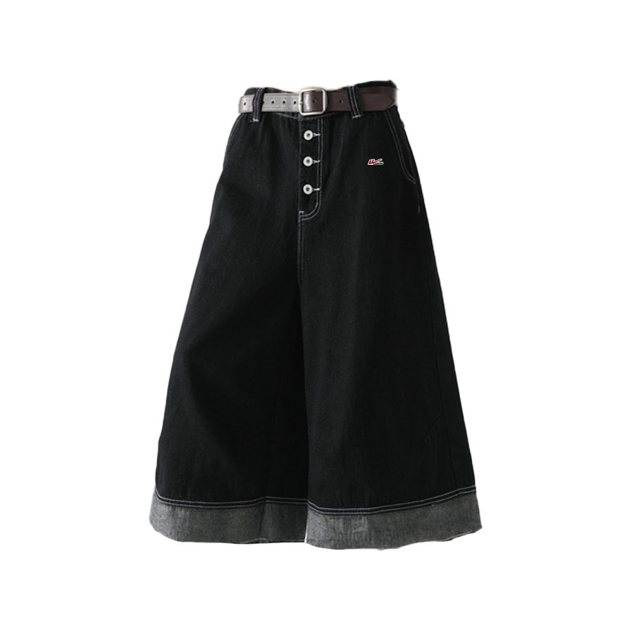 WARRIOR WARRIOR Denim Shorts Unisex Black DIY Badge Moderate