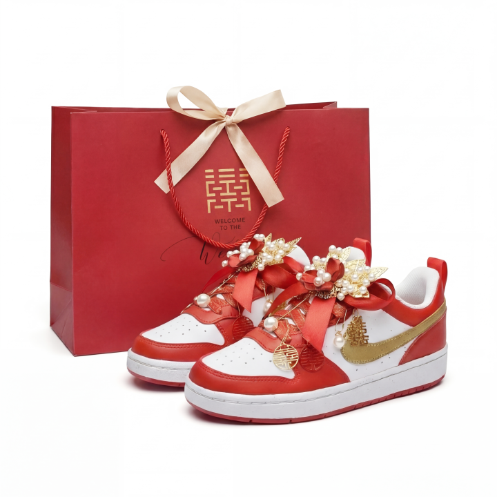 Nike Nike Court Borough Cushioning Height Increasing Slip Resistant Low top Skateboard Shoes Unisex Red