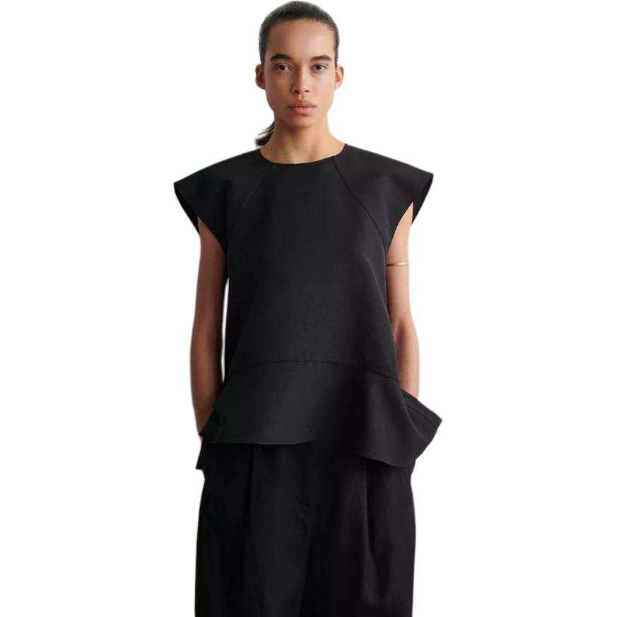 COS T Shirts Women's Black Crew Neck Moderate Straight Fit