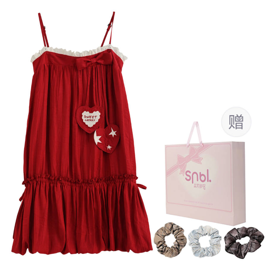 SNBL Slip Dresses Women's Red Square Collar Moderate Short