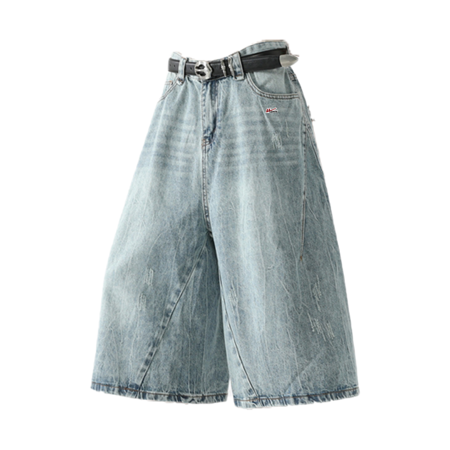 WARRIOR WARRIOR Denim Shorts Unisex Blue DIY Badge Moderate