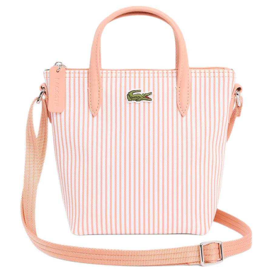 LACOSTE PVC Handbag, Crossbody Bag Mini Women's Orange Pink