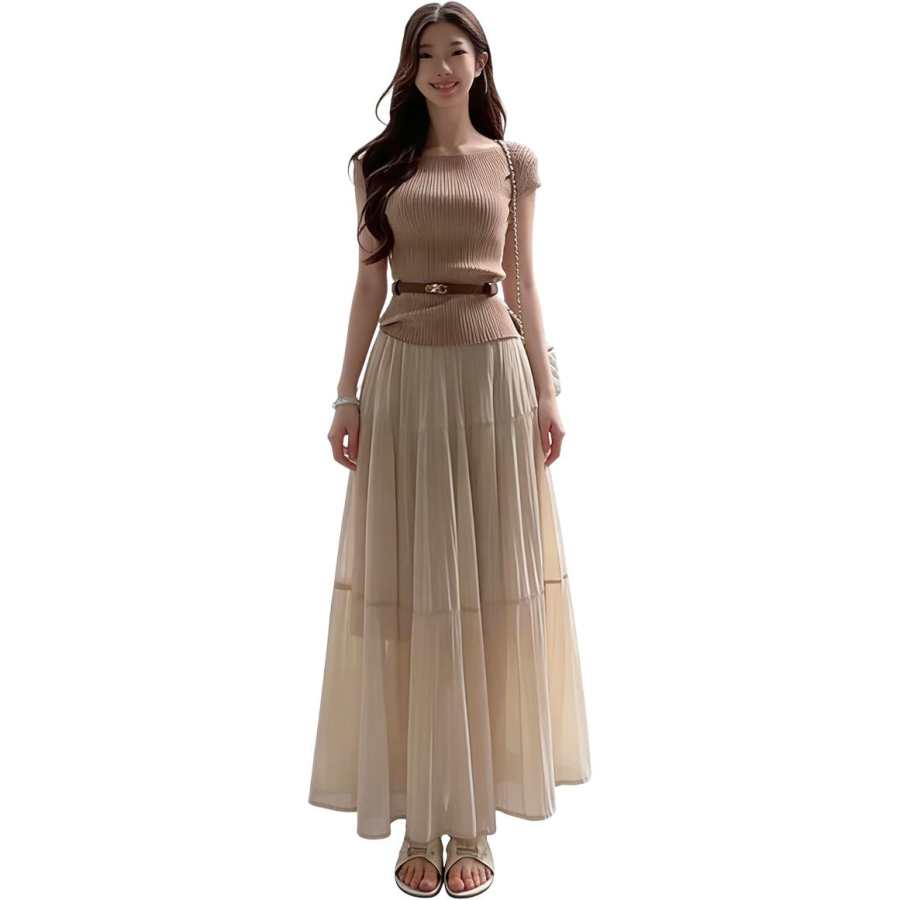 JBBCN Two Piece Skirt Sets Women's Boat Neck Moderate Long