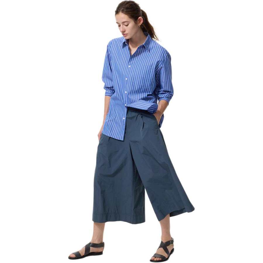 UNIQLO Casual Pants Unisex Navy Blue Moderate Flared Pants