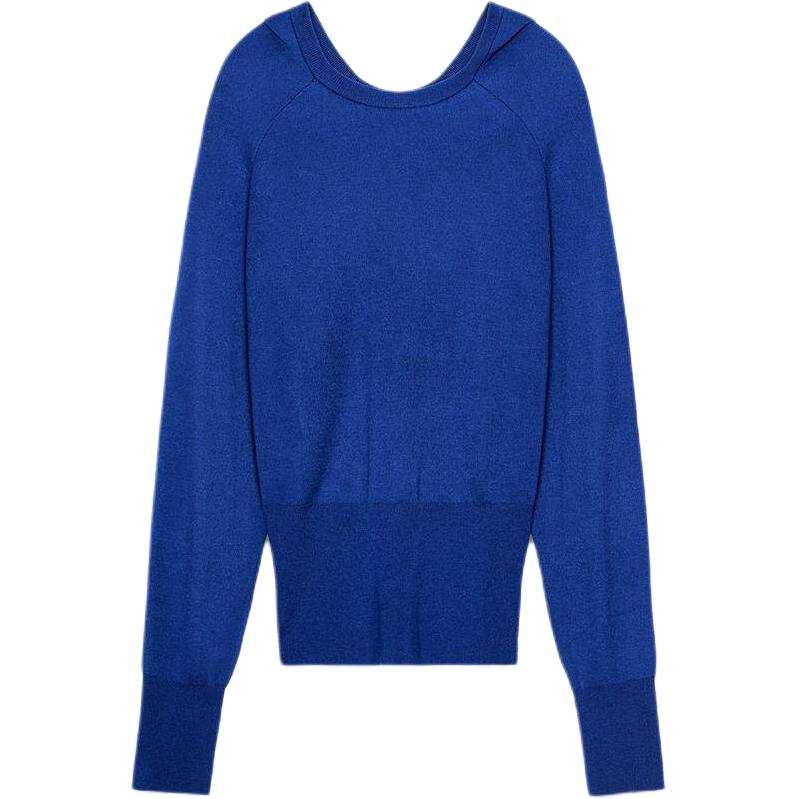 ZARA Knitwear Women's Dark Blue Crew Neck Moderate