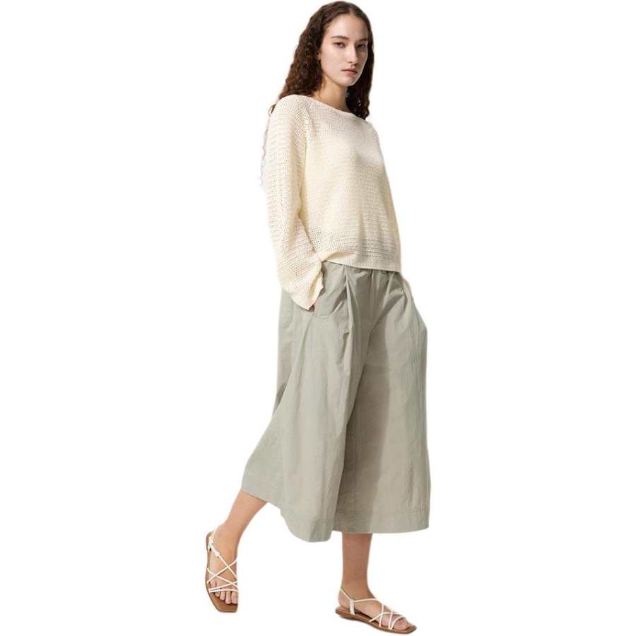 UNIQLO Casual Pants Unisex Beige Moderate Flared Pants