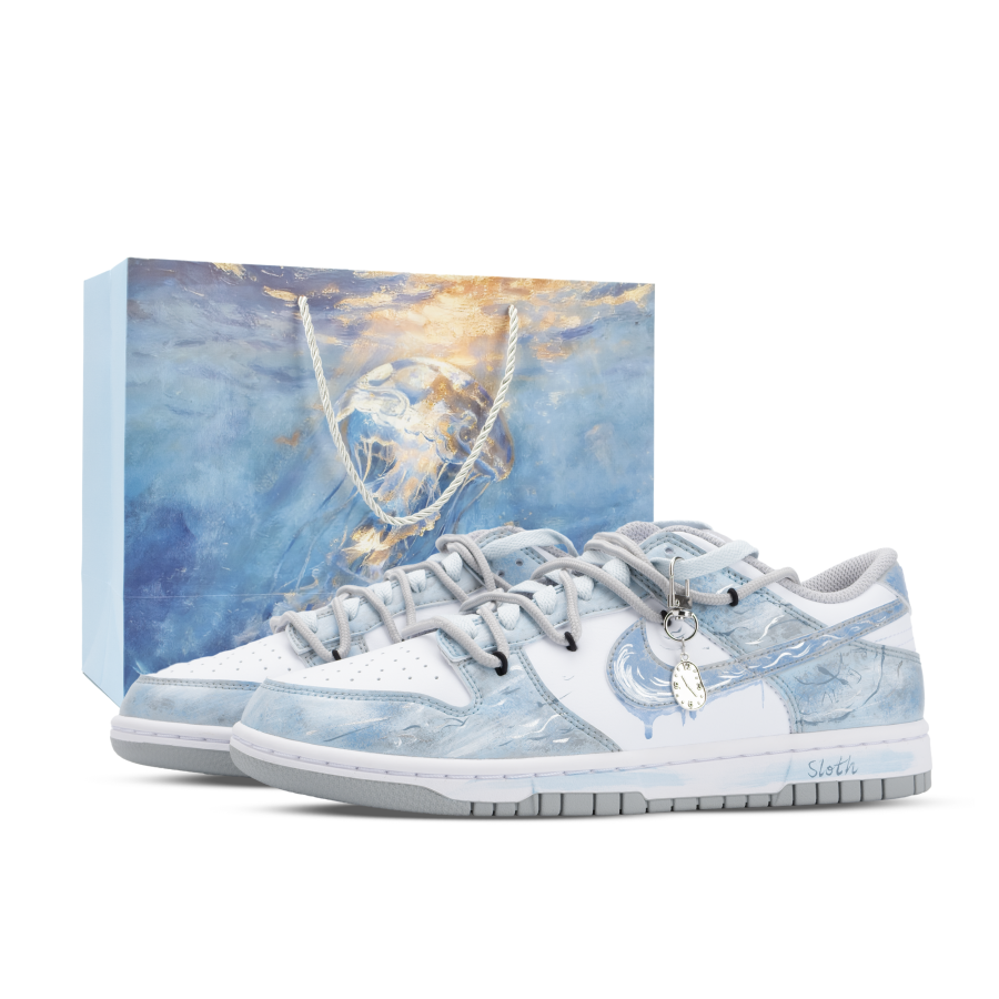 Nike Nike Dunk Monster Lab, Ten Sins Sloth Slip Resistant Low top Skateboard Shoes Unisex White Blue