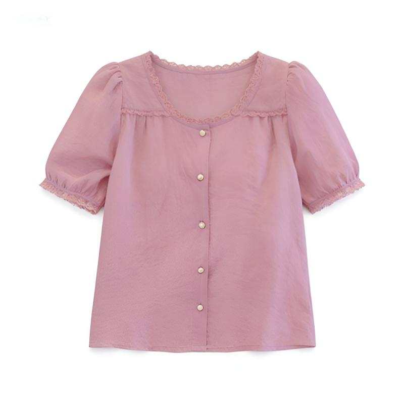 DUSHE DUSHE Shirts Women's Pink Square Collar Thin Shirt