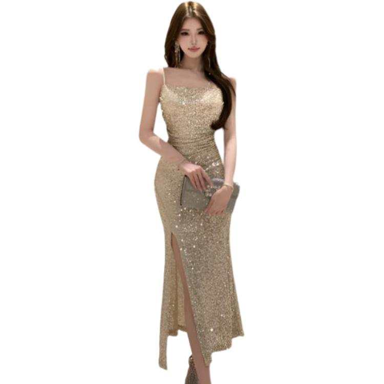 JBBCN Slip Dresses Women's Champagne Boat Neck Moderate Mid Length