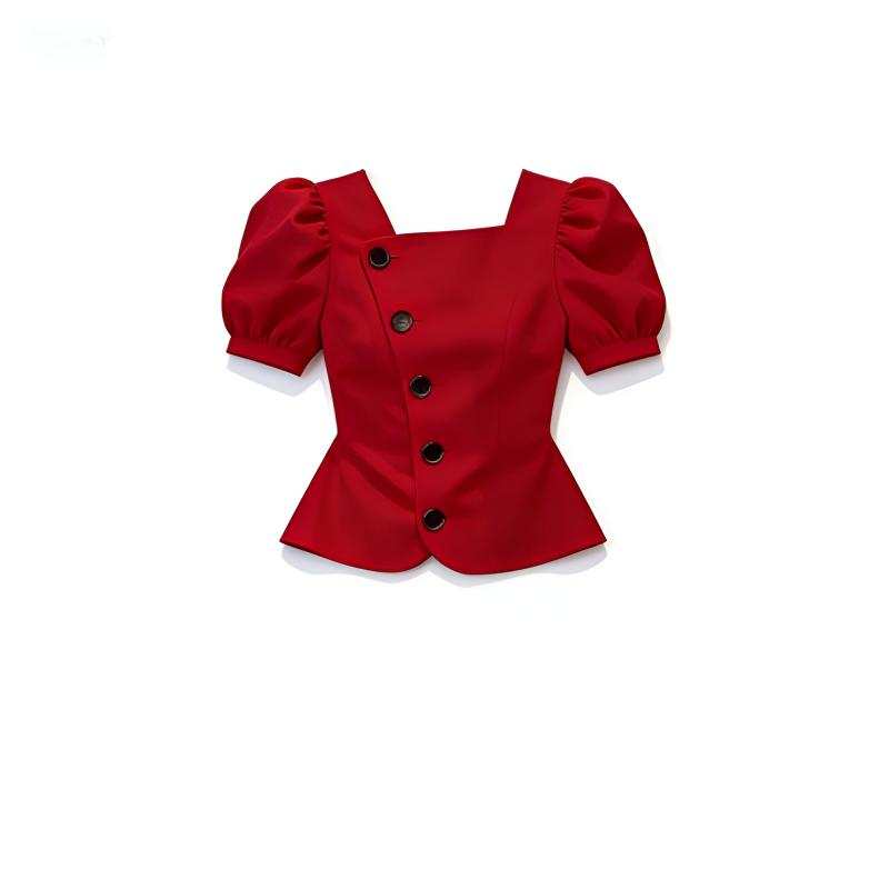 DUSHE Shirts Women's Square Collar Moderate Nipped In Waist