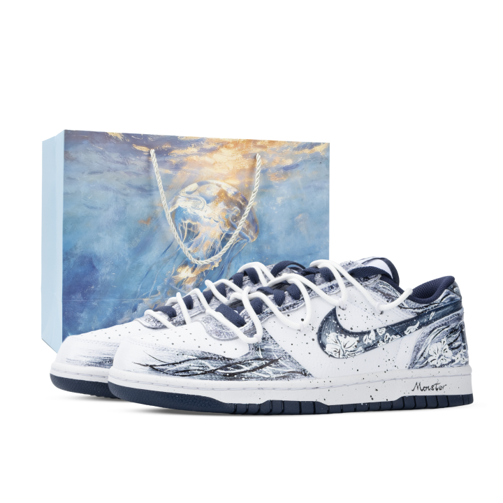 Nike Nike Big Monster Lab, Ink Blue Sparse Shadow Slip Resistant Abrasion Resistant Low top Skateboard Shoes Unisex