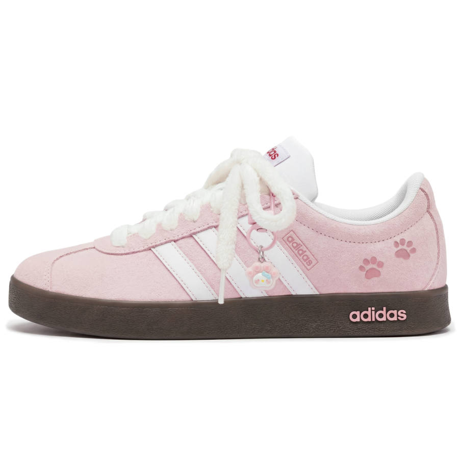 Adidas Adidas VL COURT 2.0 Cherry Blossom Cat Paw Abrasion Resistant Slip Resistant Low top Skateboard Shoes Unisex Pink