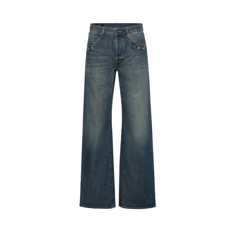 GUCCI Jeans Men's Dark Blue Moderate Flared Pants