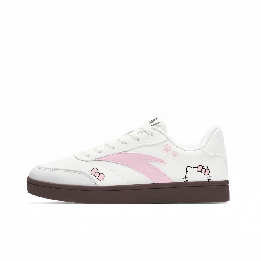 Anta Active Pointillism, Spring Meowth Abrasion Resistant Lightweight Low top Skateboard Shoes Women's White Pink