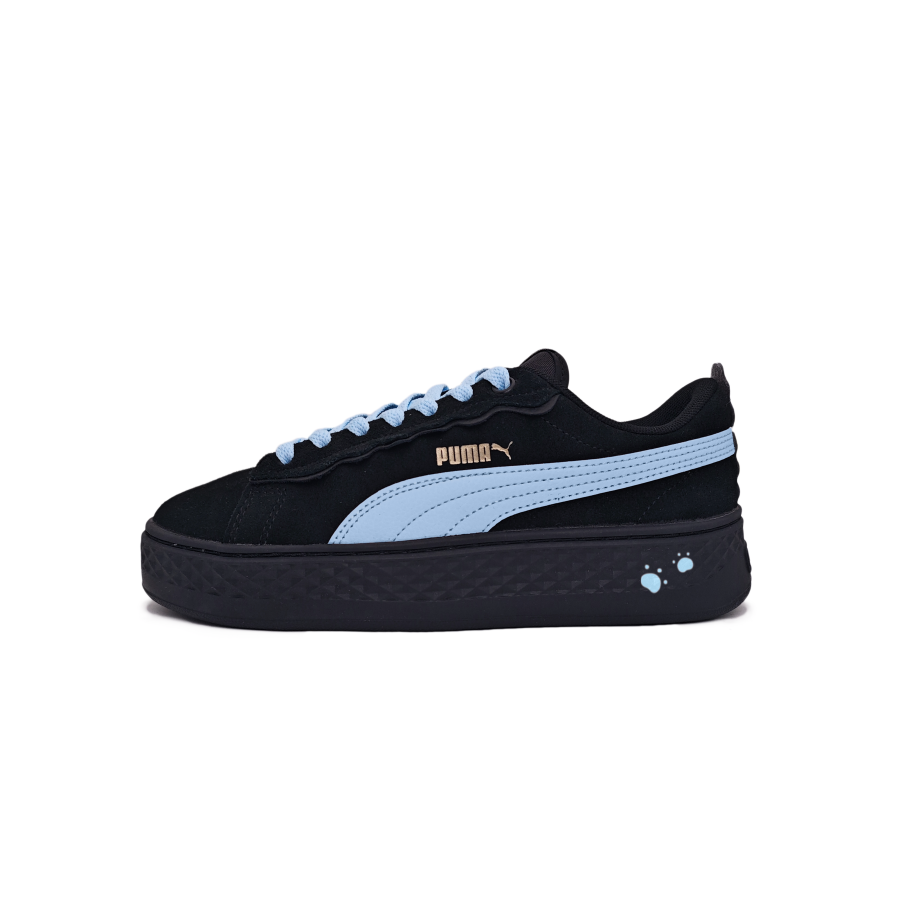 PUMA Smash Platform Blue Meowth Low top Skateboard Shoes Women's Black Blue