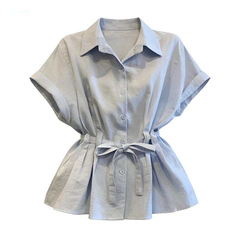 DUSHE Shirts Women's Blue Premium Lapel Moderate Shirt