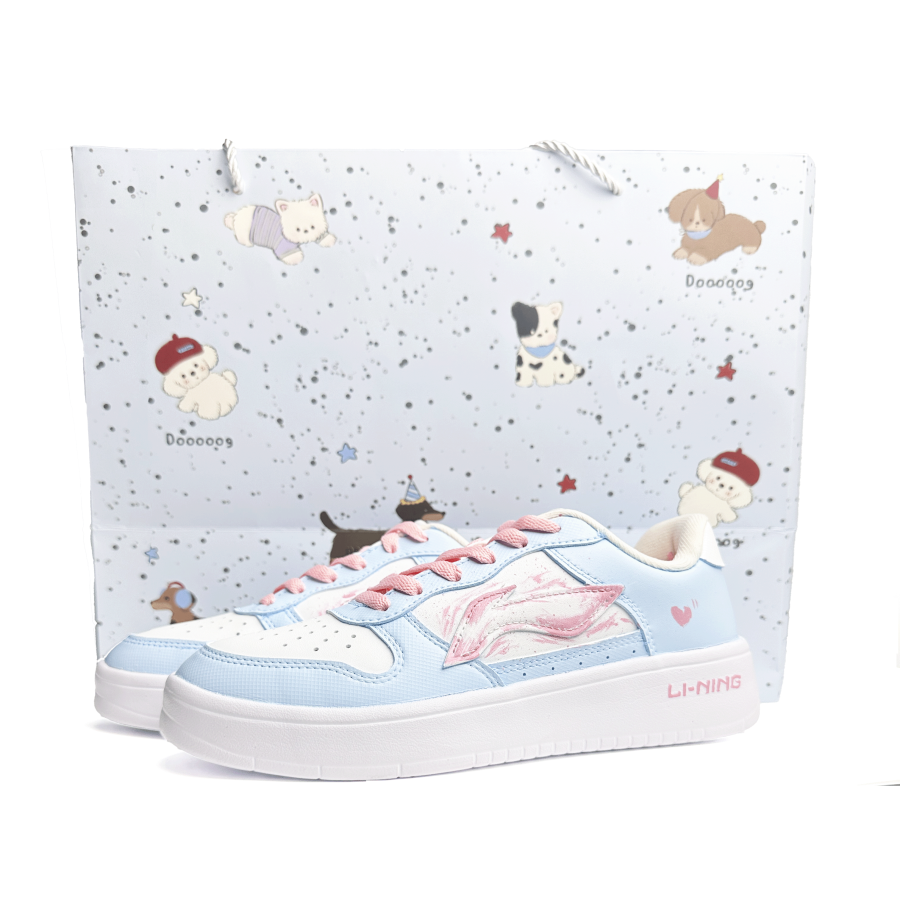 Li-Ning Li Ning Floating Boat Cushioning Abrasion Resistant Slip Resistant Low top Skateboard Shoes Women's Blue, Pink