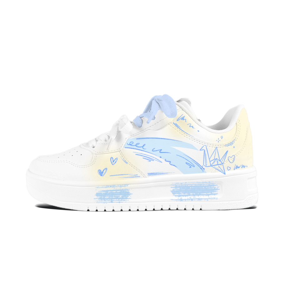 Anta Easy Kite, Yellow Blue Abrasion Resistant Slip Resistant Skateboard Shoes Unisex