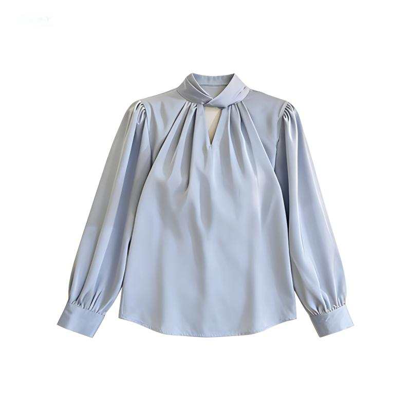 DUSHE Chiffon Shirts Women's Ribbon Collar Moderate Shirt