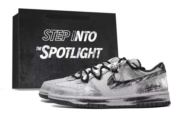 Nike Nike Big Absurd Handmade, Ash Mist Stars Abrasion Resistant Low top Skateboard Shoes Men's Black Gray