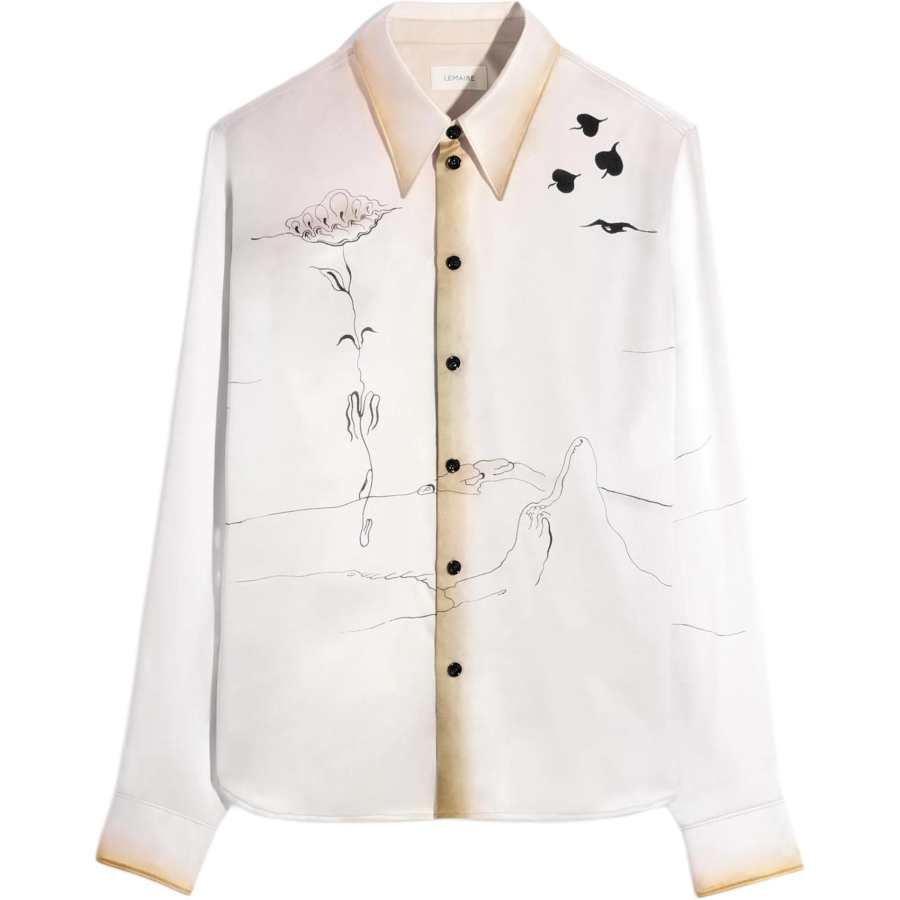 Lemaire Shirts Women's Beige Turndown Pointed Collar Moderate