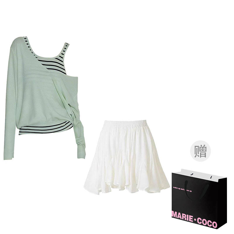 MARIE·COCO Two Piece Skirt Sets Women's V Neck Moderate Short