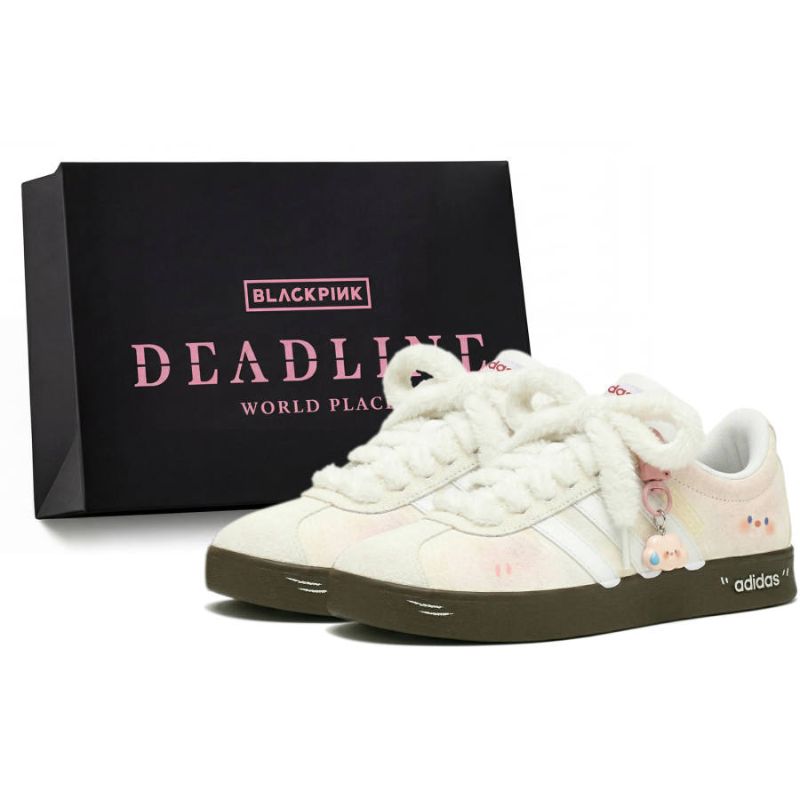 Adidas Adidas VL COURT 2.0 Sweat Custard Bag Abrasion Resistant Slip Resistant Low top Skateboard Shoes Unisex Pink